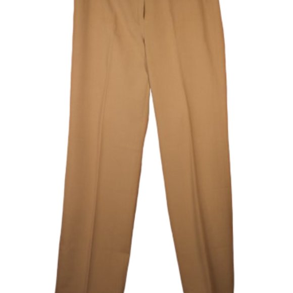 Larry Levine Women's Tan Slacks Size 4 Good Condition Flat front Straight - Picture 1 of 16